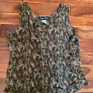 Women's Brown and Green Sleeveless Top